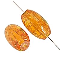 8 inch Strand 26x12mm Oval Transparent Crackle Amber Jewelry Making Acrylic Plastic Beads