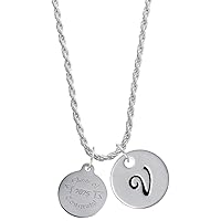 Stainless Steel Disc Class of 2025 - Silvertone Script Initial Disc - Charm Necklace, 20