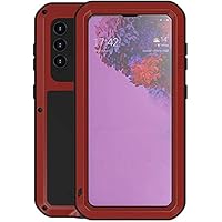 LOVE MEI for Samsung Galaxy S21 Case, Outdoor Heavy Duty Rugged Full Body Protection Case Military Armor Bumper Aluminum Metal Dustproof Shockproof Case with Tempered Glass for Galaxy S21 5G (Red)