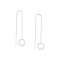14k Gold Open Disc Threader Earrings Jewelry Gifts for Women in Rose Gold White Gold Yellow Gold