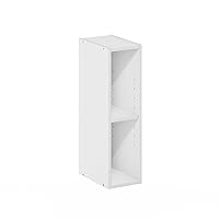 Furinno Fulda 2-Tier Space Saving Storage Shelf Bookcase, 6-Inch Width, White