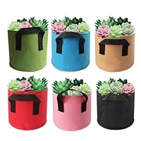 6 Pack Grow Bags 1 Gallon Colored Fabric Pots with Handles for Peppers, Potatoes, Tomatoes and Plants