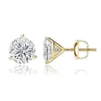 ANGEL SALES 0.50 Ctw Round Cut Diamond Screw Back Stud Earrings For Girls & Women's 14K Yellow Gold Finish With 925 Sterling Silver