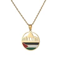 Stainless Steel Al-Aqsa Mosque And Palestine Pendant Necklaces For Women Men