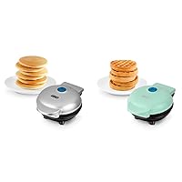 Mini Griddle and Waffle Maker Bundle - Make Individual Pancakes, Cookies, Eggs, Waffles and More