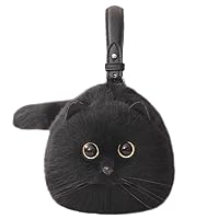 Stuffed Animals Handmade Realistic Cat Plush shoulder bag Gifts for Black cat lovers for Valentine's Day,Birthdays, Anniversaries
