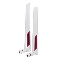 White and Red 10dBi Dual Band Signal Booster Wi-Fi Antennas (2.4GHz/5GHz-5.8GHz) with RP-SMA Male Connector for Wireless Camera, Router, Hotspot - 2 Pack