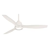 MINKA-AIRE F749L-WHF Skyhawk 60 Inch LED Ceiling Fan with Carved Wood Blades, Integrated LED Light and DC Motor in White Finish