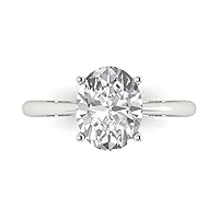 Clara Pucci 2.45ct Oval Cut Solitaire Genuine Lab Created White Sapphire 4-Prong Classic Designer Statement Ring 14k White Gold for Women