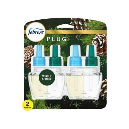Febreze Plug in Air Fresheners, Limited Edition Winter Spruce Scent, Scented Oil Refill (2 Count)