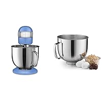 Cuisinart SM-50BL 5.5 Quart Stand Mixer, Manual, Periwinkle Blue & SM-50MB 5.5-Quart Mixing Bowl, Stainless Steel