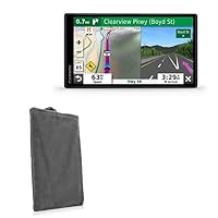 BoxWave Case Compatible with Garmin DriveSmart 55 - Velvet Pouch, Soft Velour Fabric Bag Sleeve with Drawstring - Cool Grey