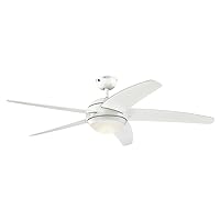 72070 Bendan LED 132 cm Ceiling Fan with Five Blades, Satin Chrome Finish with Hammered Effect, Dimmable LED Light with Opal Frosted Glass, Remote Control Included