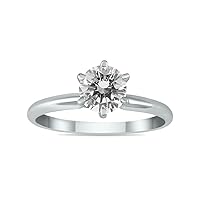 SZUL Certified 1/4 Carat - 1 Carat Diamond Solitaire Ring Available in 14K White Gold (J-K Color, I2-I3 Clarity)