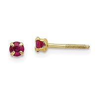 14K Solid Gold Gemstone Stud Earrings - Statement Birthstone Earrings - Everyday Classic Simple Round Post Earrings