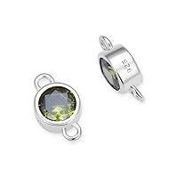 4pcs Adabele Real 925 Sterling Silver August Birthstone Link 4mm/0.16 Inch Peridot Green Cubic Zirconia Gemstone Connector Tarnish Resistant Hypoallergenic for Jewelry Making SXP6-8