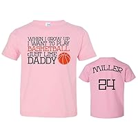 Custom Basketball Toddler Shirt, When I Grow UP, Basketball Like Daddy (Name & Number On Back), Jersey, Personalized Toddler (5-6T, Pink)