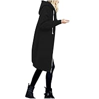 SNKSDGM Women's Fashion Solid Color Zip up Hoodies Long Tunic Hooded Sweatshirts Jackets Casual Plus Size Coats with Pockets