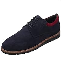 Navy Blue Big Size Genuine Suede Handmade Oxford Shoes Mens Casual Shoes