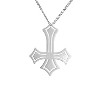 Stainless Steel Inverted Cross Pendant Necklace Diamond-Trimmed Inverted Cross Pendant Necklace Classic Cross Pendant Necklace Satanic Jewelry Religious Necklace
