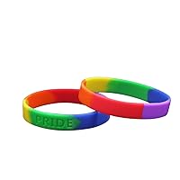 Fundraising For A Cause Rainbow Pride Flag Silicone Awareness Bracelets - Rubber Bracelet - LGBTQ Awareness Accessories - Wristbands and Jewelry - Gay Support for Men and Women