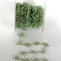 5 Feet Long gem Green Chalcedony 2-2.5mm rondelle Shape Faceted Cut Beads Wire Wrapped Sterling Silver Plated Dangling Rosary Chain for Jewelry Making/DIY Jewelry Crafts CHIK-ROS-CH-56017