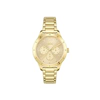 HUGO #Friend Women's Multifunction Stainless Steel and Link Bracelet Casual Watch, Color: Gold Plated (Model: 1540091)