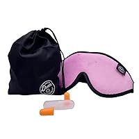 Wild Essentials® Escape Luxury Plush 3D Sleep Mask Kit with Molded Eye Cavities, Nose Bridge for Light Block, Soft Foam Cushion, Earplugs and Carry Pouch, Gift Set, Travel (Peacefully Pink)