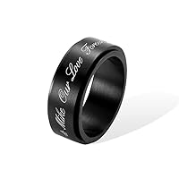 Personalized Anxiety Ring for Men, Black Color Inside and Outside Customized Engraved Spinner Ring, Stainless Steel Promise Ring for Men Boyfriend Father