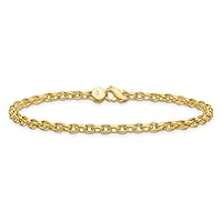 ICE CARATS 14K Yellow Gold 3.5mm Oval Link 8 inch Chain Bracelet