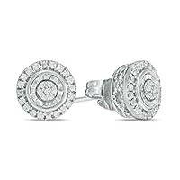 0.16 CT Round Cut Created Diamond Halo Engagement Stud Earrings 14k White Gold Over