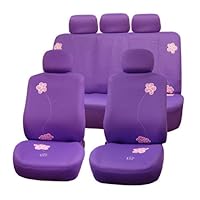 FH Group Floral Car Seat Covers Full Set – Universal Fit for Cars Trucks & SUVs (Lavender) FB053115