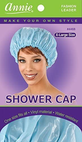 Shower Cap - Sky Blue, Vinyl material, elastic band, extra large, large, won’t fall off your head