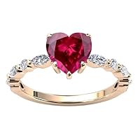 Heart Shaped Red Ruby Engagement Ring 14k gold Ruby Wedding Ring Solitaire Engagement Ring Art Deco Red Ruby Bridal Promise Ring