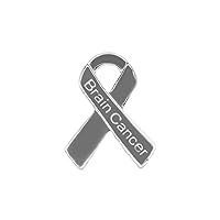 Brain Cancer Awareness Pins – Gray Ribbon Shaped Pin Perfect for Brain Cancer Awareness Campaigns, Support Groups, Fundraising & More!