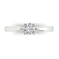 Clara Pucci 0.45ct Brilliant Round Cut Solitaire Stunning Genuine Moissanite D 4-Prong Statement Ring in Solid 14k white Gold for Women