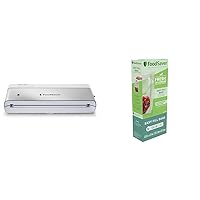 FoodSaver Compact Vacuum Sealer Machine, White & Easy Fill 1-Gallon Vacuum Sealer Bags | Commercial Grade and Reusable | 10 Count, 1 GALLON, Clear