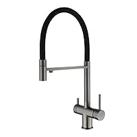 Faucets,3 Way Kitchen Tap Brass Swivel Kitchen Water Filter Tap/Grey