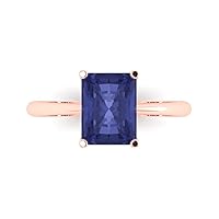 2.55 Radiant Cut Solitaire Genuine Simulated Blue Tanzanite 4-Prong Stunning Classic Statement Ring 14k Rose Gold for Women