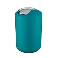 Garbage Bin with Swing Lid, Bathroom Trash Can, Waste Basket for Small Spaces, Bedroom, Office, Guest Toilet,1.7 gal, 7.68 x 7.68 x 12.2 in, 19.5 x 19.5 x 31 cm, Petrol Blue