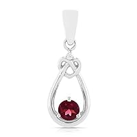 Garnet and Zircon Knot Pendant in Sterling Silver for Women and Girls (5mm Garnet)