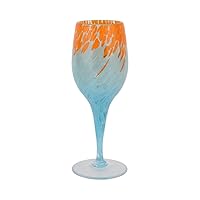 Vietri Nuvola Orange & Light Blue Wine Glass, 14 oz, Luxury Wine Glasses, Modern Glassware