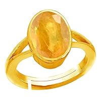 8.45 Carat Certified Unheated Untreatet AAA++ Quality Natural Gold Plated and Yellow Sapphire Astrological Ring for Unisex