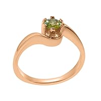 LBG 14k Rose Gold Natural Peridot Womens Solitaire Ring - Sizes 4 to 12 Available