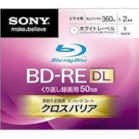 Sony Blu-ray Disc BD-RE 50GB 2x Rewritable Wide Printable Label (5 Pack)- Japan Import