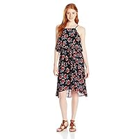 Angie Juniors' Floral High-Neck Popover Dress