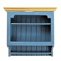 Melody Jane Dollhouse Blue & Pine Wall Shelf Unit Modern Miniature Kitchen Furniture