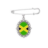 Jamaica National Flag North America Country Brooch Pin Dress Shirt Shawl Clips