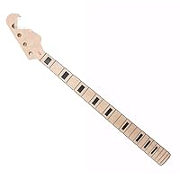 P/Jazz Bass Guitar Neck 22 Fret 34inch Maple Wood Fretboard Block inlay Black Binding Unfinished Guitar Bass Neck Replacement (22 Fret 34inch)
