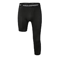 Men's 3/4 One Leg Compression Capri Tights Pants Athletic Base Layer Underwear